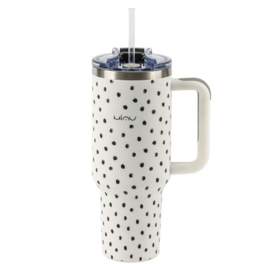 Termovka s slamico MIAU - dots, 1200 ml