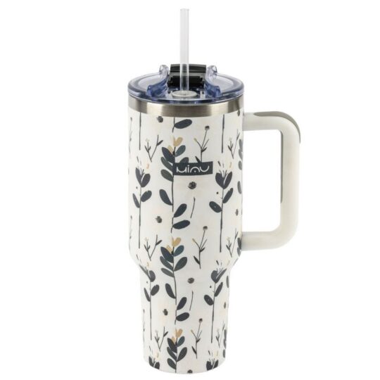Termovka s slamico MIAU - flower, 1200 ml