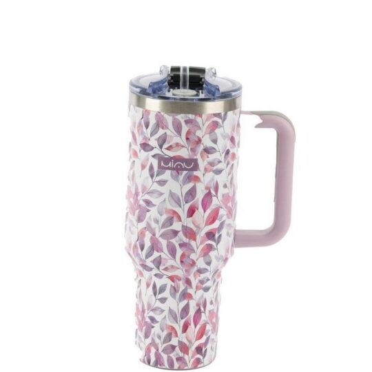 Termovka s slamico MIAU - listje, 1200 ml