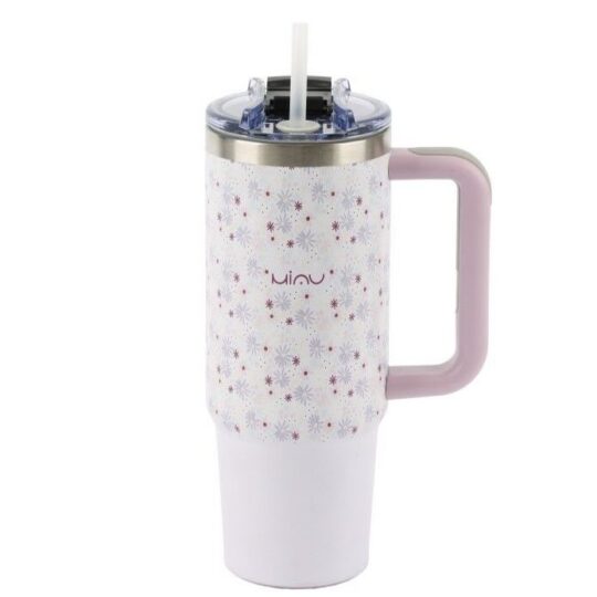 Termovka s slamico MIAU - marjetica, 1200 ml