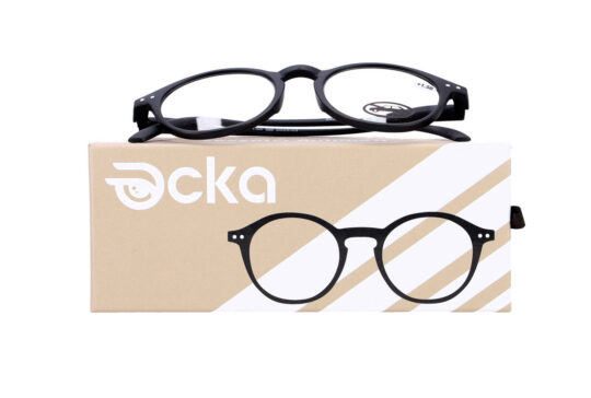 Bralna očala - za njo in zanj, okrogla, črna, +1,50 dioptrije