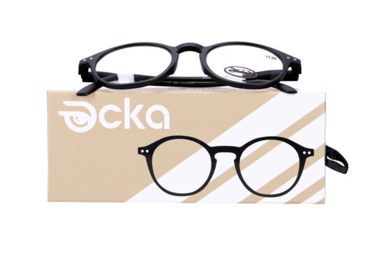 Bralna očala - za njo in zanj, okrogla, črna, +1,00 dioptrije