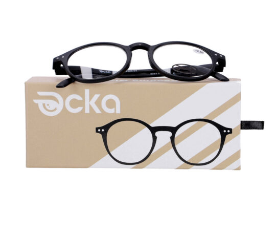 Bralna očala - za njo in zanj, okrogla, črna, +2,50 dioptrije