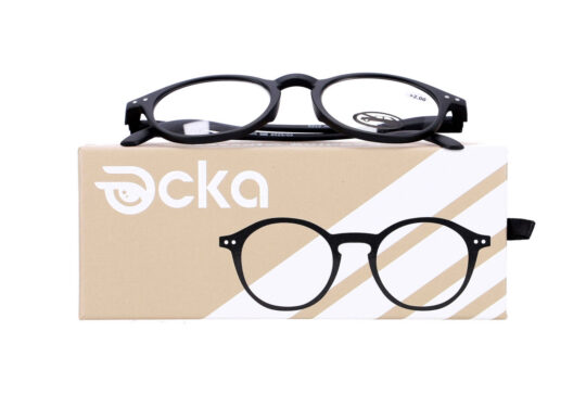 Bralna očala - za njo in zanj, okrogla, črna, +2,00 dioptrije