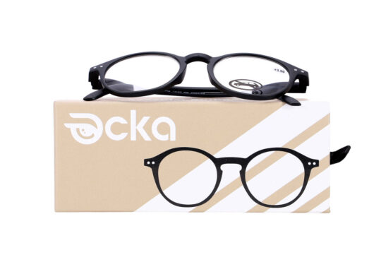 Bralna očala - za njo in zanj, okrogla, črna, +3,50 dioptrije