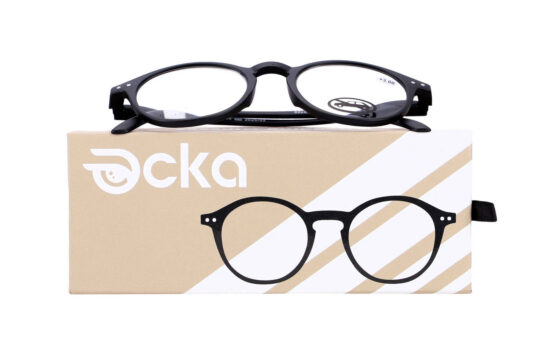 Bralna očala - za njo in zanj, okrogla, črna, +3,00 dioptrije