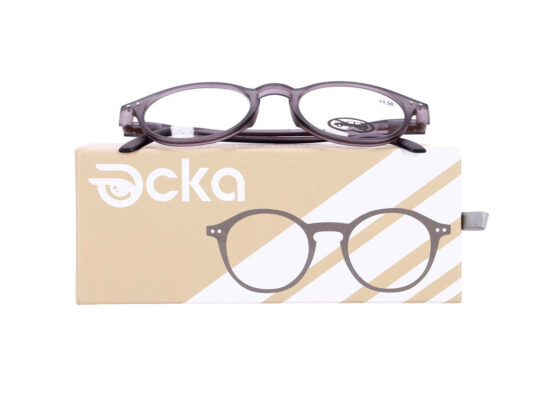 Bralna očala - za njo in zanj, okrogla, siva, +1,50 dioptrije