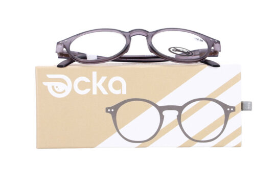 Bralna očala - za njo in zanj, okrogla, siva, +2,50 dioptrije