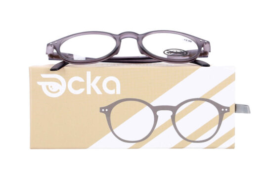 Bralna očala - za njo in zanj, okrogla, siva, +2,00 dioptrije