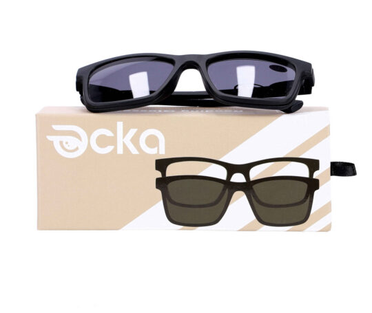 Bralna očala z clip-on sončnim nastavkom - za njo in zanj, črna, +1,00 dioptrije