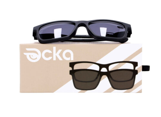 Bralna očala z clip-on sončnim nastavkom - za njo in zanj, črna, +2,50 dioptrije