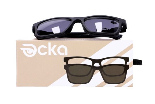 Bralna očala z clip-on sončnim nastavkom - za njo in zanj, črna, +2,00 dioptrije