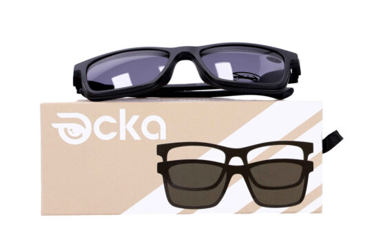 Bralna očala z clip-on sončnim nastavkom - za njo in zanj, črna, +3,50 dioptrije