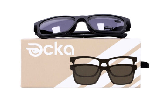 Bralna očala z clip-on sončnim nastavkom - za njo in zanj, črna, +3,00 dioptrije