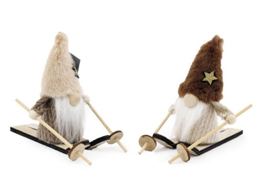 Dekoracija SILFC Palček s smučmi - 6 x 11 cm, sort