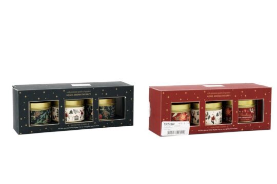 Darilni set SILFC - dišeča sveča tin, sort, 3v1