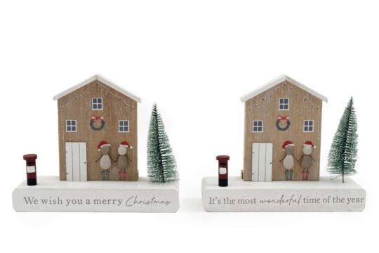 Dekoracija SILFC Hiša na stojalu - Pebble, 20 x 17 cm, sort