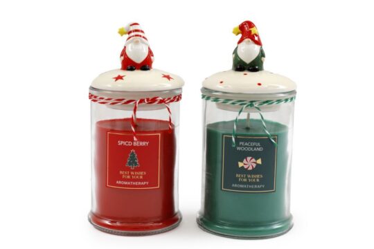 Dišeča sveča SILFC - božiček s pokrovom, sort, 8 x 16,5 cm