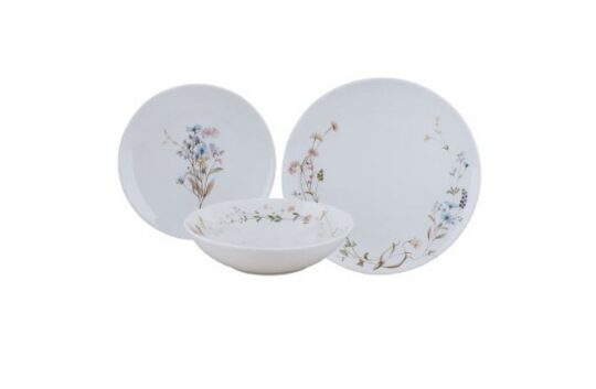 Krožnik HOME COLLECTION Premium - bele rože, 18-delni set