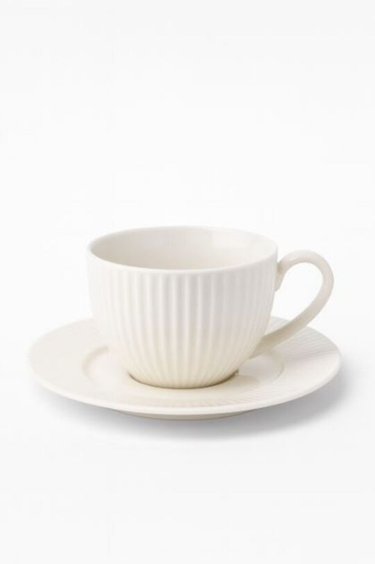 Skodelica HOME COLLECTION - rebrast porcelan, bela, 240 ml, 12-delni set