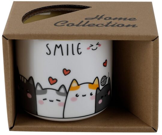 Skodelica HOME COLLECTION Cats - rumena, 320 ml
