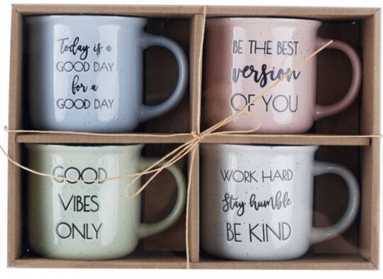 Skodelica HOME COLLECTION Quote - 400 ml, 4-delni set