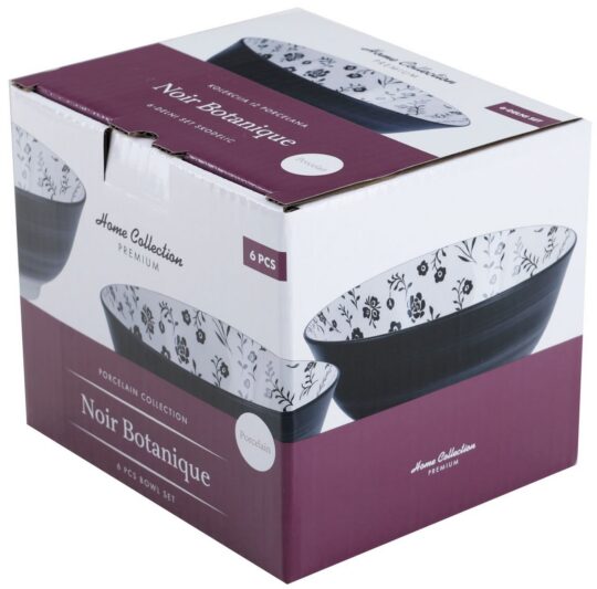Skodelica HOME COLLECTION jumbo 6-delni set - črnobele rože