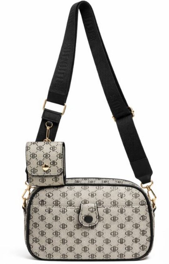 Torbica LS Collection - črno-bela, na eno ramo