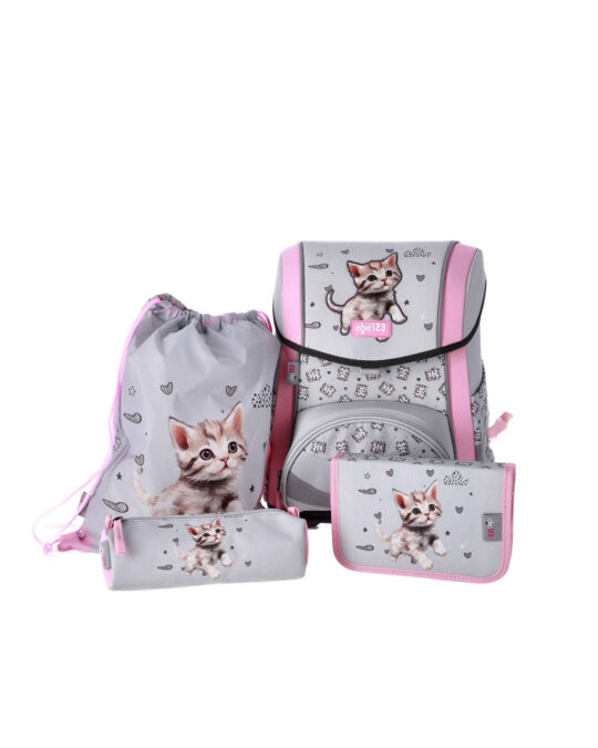 Šolska torba ABC-123 - 4-delni set, ergo premium, muca