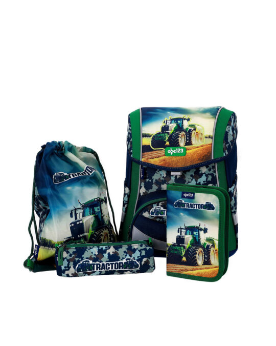 Šolska torba ABC-123 - 4-delni set, ergo premium, traktor