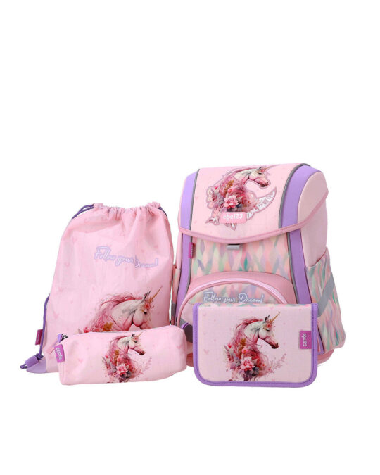 Šolska torba ABC-123 - 4-delni set, ergo premium, samorog
