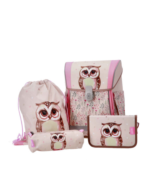 Šolska torba ABC-123 - 4-delni set, ergo flexi, sova