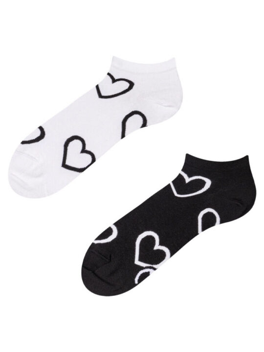 Kratke nogavice Dedoles - črno-beli srčki, 35-38