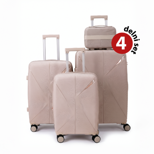 4-delni set potovalnih kovčkov WANDERLUCK – zlat, velik, srednji, mali in kozmetični kovček