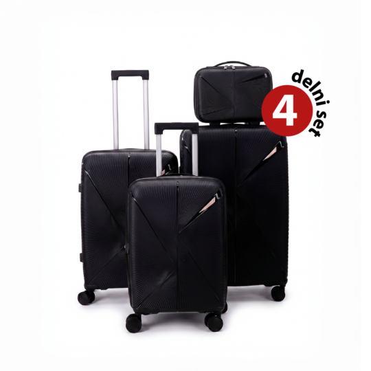 4-delni set potovalnih kovčkov WANDERLUCK – črn, velik, srednji, mali in kozmetični kovček