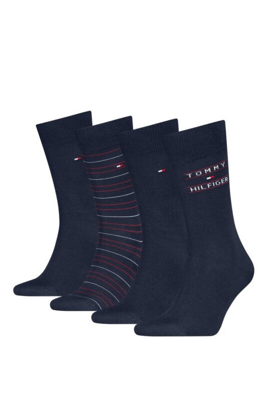 Dolge nogavice Tommy Hilfiger - črne, 4 pari, 39/42