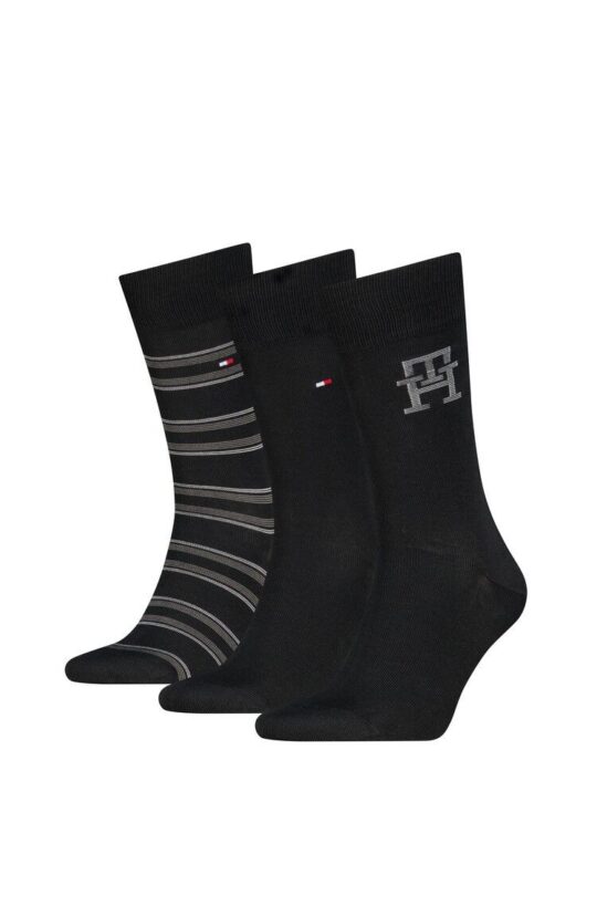 Srednje dolge nogavice Tommy Hilfiger - črne, 3 pari, 43/46