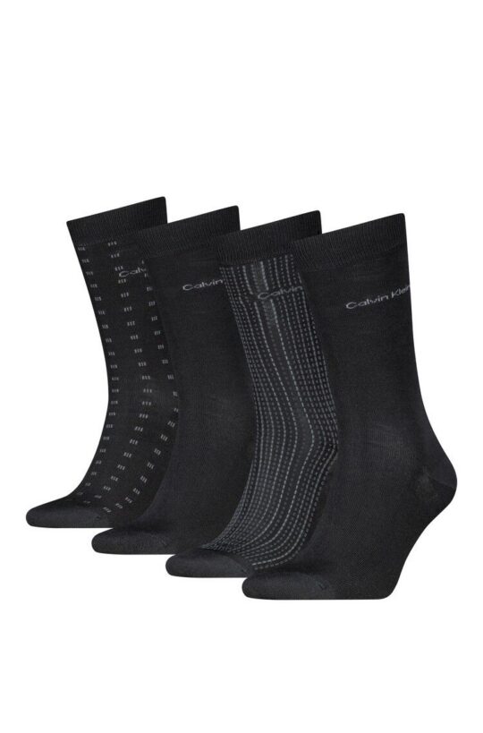 Dolge nogavice Calvin Klein - črne, 4 pari, one size