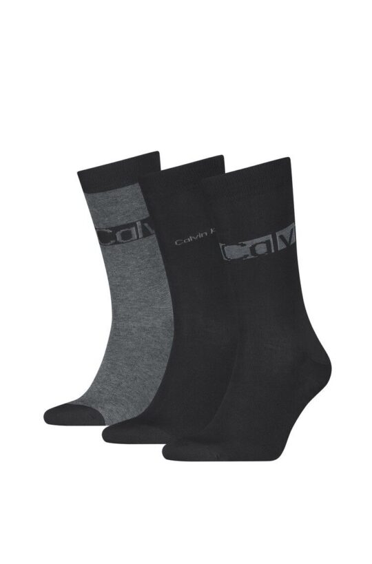 Dolge nogavice Calvin Klein - črne, 3 pari, one size